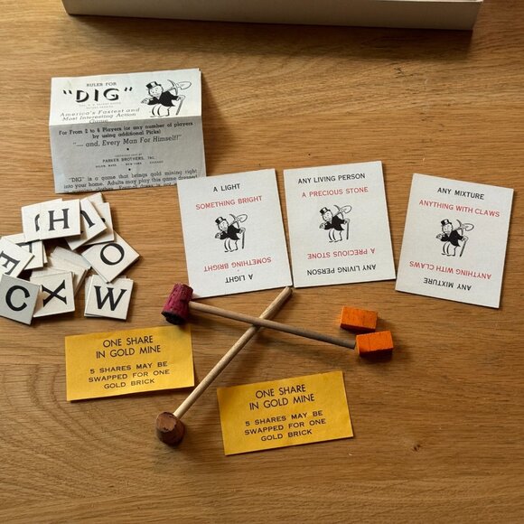 Vintage Parker Brothers Game Dig, A Lively Action Game, Copyright 1940 - Picture 8 of 13